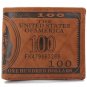 OURBAG Mens US $100 Dollar Bill Leather Bifold Card Holder Wallet Handbag Purse