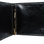 Angel Cola Metallic Leather Slim Bifold Money Clip Wallet Black