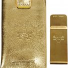 Angel Cola Metallic Leather Slim Front Pocket Money Clip Wallet Gold