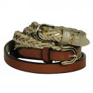 Styleco. 2 for 1 Braided Belt, Beige/Brown, L