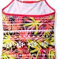 LiMiTeD Too Big Girls' Tropical Aztec Stripe 1pc Swim, Coral, 7/8