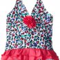 Pink Platinum Little Girls' Animal One Piece, White, 6X