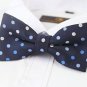 Flairs New York Polka Dots Collection Bow Tie Pocket Square Matching Set (Midn
