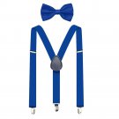 Suspenders For Men,Women Adjustable Suspends Bow Tie Set Solid Color Y Shape (Bl