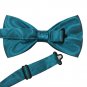 Formal Black Satin Banded Mens Bow Tie Various Colors (Acid Blue)