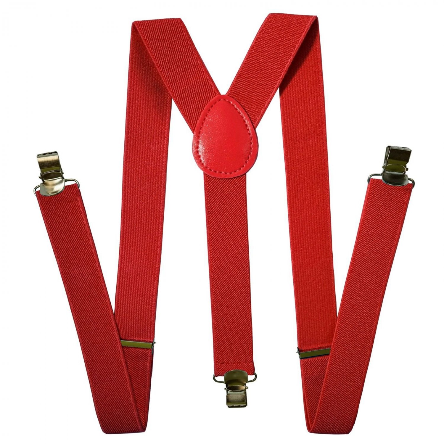 Suspenders Men - Stylish - Adjustable Solid Straight Clip by Action Ward (Red)