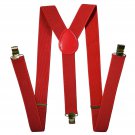 Suspenders Men - Stylish - Adjustable Solid Straight Clip by Action Ward (Red)