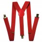 Suspenders Men - Stylish - Adjustable Solid Straight Clip by Action Ward (Red)