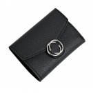 Kukoo Mini Trifold Leather Wallet Fashion Button Ring Clutch Card Holder Coin Pu