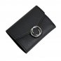 Kukoo Mini Trifold Leather Wallet Fashion Button Ring Clutch Card Holder Coin Pu