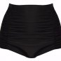 HaiCoo Solid Black/Polka Dots Wrap Vintage High Waisted Bikini Bottom-BX802-BK5