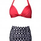 Balabalam Women's Plus Size Bikini Swimwear Retro Halter Polka Dots High Waisted