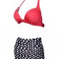 Balabalam Women's Plus Size Bikini Swimwear Retro Halter Polka Dots High Waisted