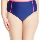 InMocean Junior's Plus Size Allure High Waist Colorblock Bikini Bottom, Navy, 16
