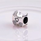 Baby Carriage  Charm Antique Silver Tone Bead Fits European bracelet