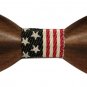 USA American Flag Patriotic Wooden Bow Tie - Handcrafted Wood Collection