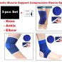 3pc Set: Knee Elbow Ankle Elastic Muscle Support Compression Sleeve Sport Pain R