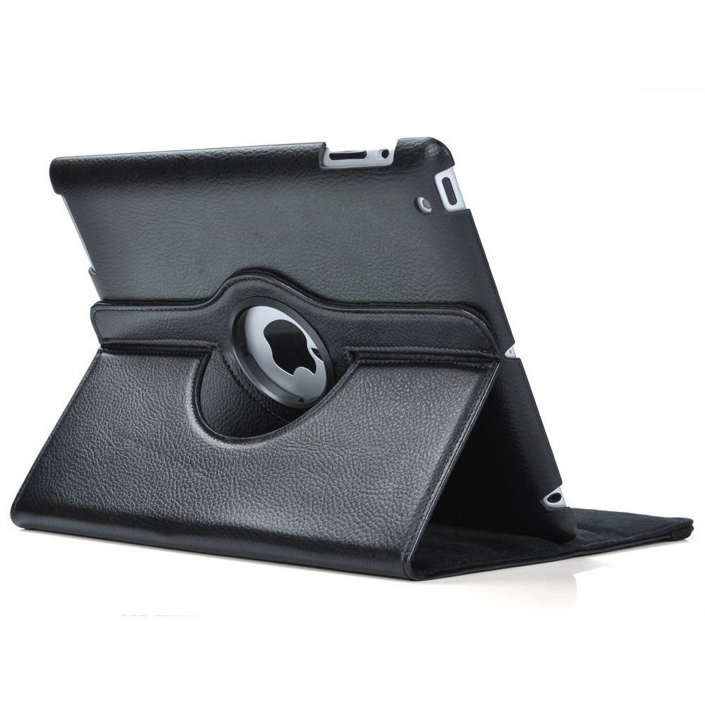 SuperLite 360 Degrees Rotating Stand Leather Case for Ipad 2/3/4, Black