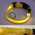 LED Flashing Lights Dog Collar Nylon (Yellow, Extra Large)