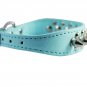 8"-10" Cyan Faux Leather Spiked Studded Dog Collar 7/8" Wide for Small/X-Small B