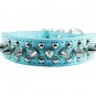 8"-10" Cyan Faux Leather Spiked Studded Dog Collar 7/8" Wide for Small/X-Small B
