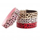 Aolove Basic Classic Leopard Print Adjustable Genuine Leather Pet Collars for Me