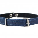 Blue Genuine Leather Felt Padded Dog Collar 13"x1/2" Wide Fits 9"-12" Neck, Chih