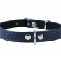 Blue Genuine Leather Felt Padded Dog Collar 13"x1/2" Wide Fits 9"-12" Neck, Chih