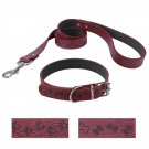 Bark Lover Designer Print Collar and Leash Set (Simulated Leather), for Medium L