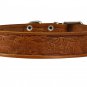 Genuine Tooled Leather Dog Collar Hunting Pattern Tan 3 Sizes (Neck Circumf: 10.