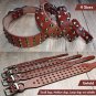 PET ARTIST Genuine Leather Studded Rivet Dog Collar- Heavy Duty Pet Collars(Brow