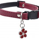 Dogit Leather Style Adjustable Dog Collar with Buckle and Pewter Flower Charm, 9