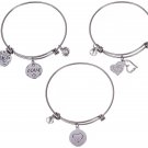 Silver Plated Stainless Steel Expandable Charm Bracelet Bangle - The Power of Lo