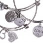 Silver Plated Stainless Steel Expandable Charm Bracelet Bangle - The Power of Lo
