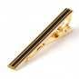 Tie Bar - Men's Formal Tie Clip, Gold Plated with Black, Slim, Skinny Design