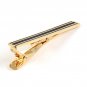 Tie Bar - Men's Formal Tie Clip, Gold Plated with Black, Slim, Skinny Design