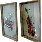 Wall Art Mid century guitar and piano note Plated Silvertone Antique Finish