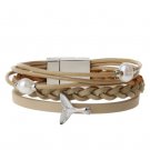 Women Bracelet Soft Leather Strap Bangle Wrist Band (Foudation)