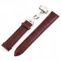 KOLIGHT Brown Fashion Durable 15mm Genuine Leather Deployant Watch Band Bracelet