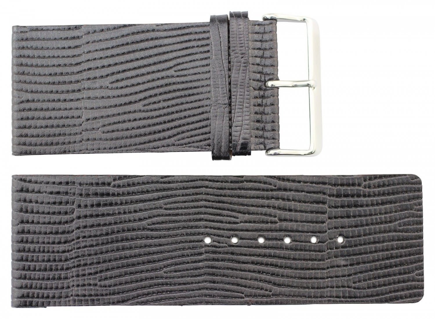 Moog Paris Black Calf Leather Band Replacement, Lizard Pattern, Pin Clasp, 36mm