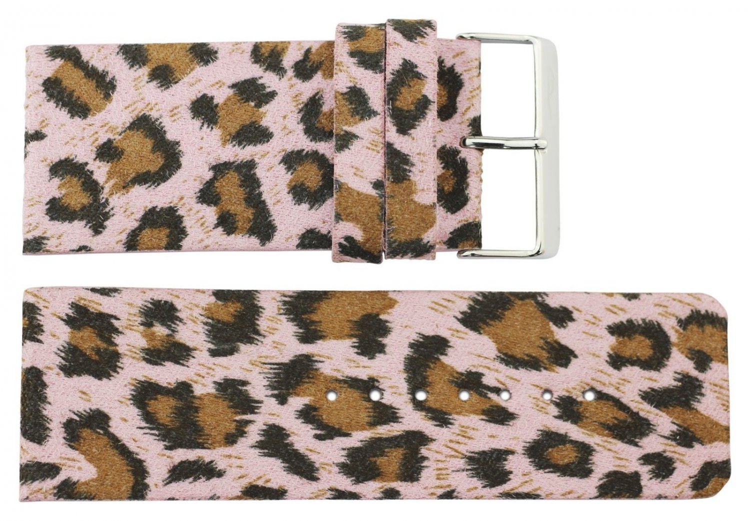 Moog Paris Light Pink Leather Band Replacement, Leopard Pattern, Pin Clasp, 34mm