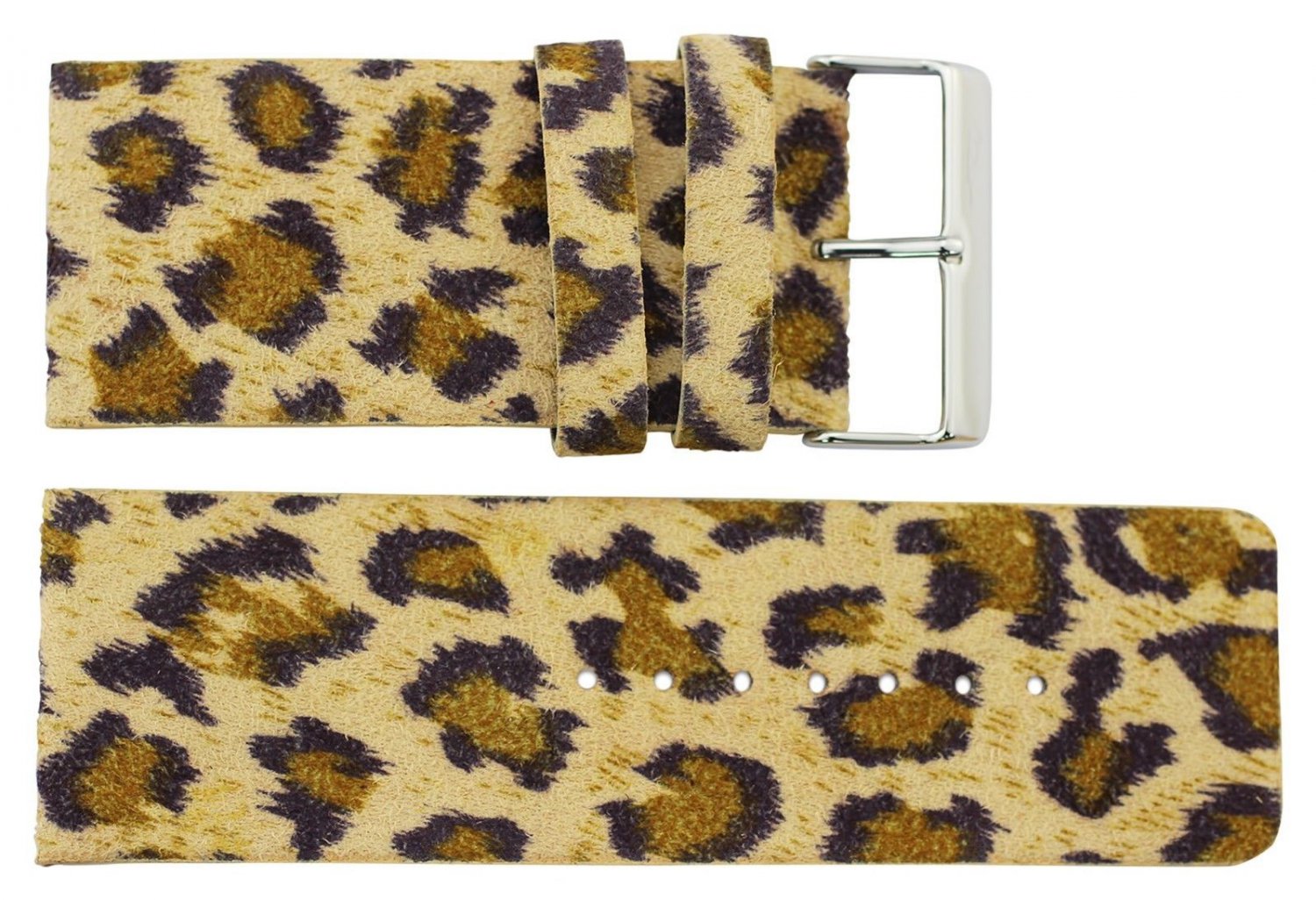Moog Paris Light Brown Leather Band Replacement, Leopard Pattern, Pin Clasp, 34m