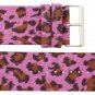 Moog Paris Pink Leather Band Replacement, Leopard Pattern, Pin Clasp, 34mm Strap