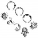 8 PCS Vintage Fake Stud Earring Set Cuff Earrings Set For Women Girl