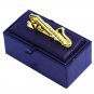 Saxophone Tie bar Music Musician Tie Clip Silver Gold Gift Box Wedding Bar Clasp