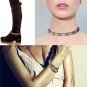 Brown Creme Cord Grey Glass Beads Double 2 Wrap Bead Bracelet, Choker or Boot