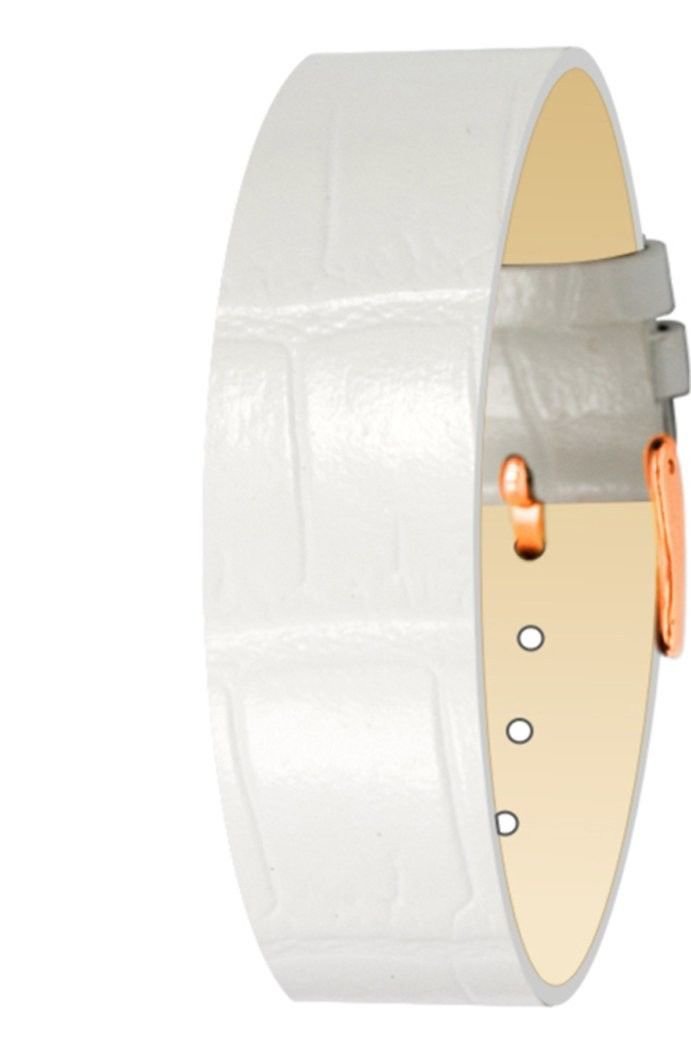 Moog Paris White Calf Leather Bracelet for Women, Alligator Pattern, Pin Clasp,
