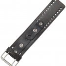 Nemesis FLBB 51mm Faded Wide XL Stitched Patent Leather Black Watch Bracelet