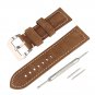 26mm Calf Leather Padded Genuine Strap Watch Band Replacement Kit Stainl