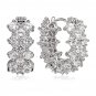 Platinum Plated Greek Myth Vintage Rhinestone Micro Pave Pierced Hoop Earrings